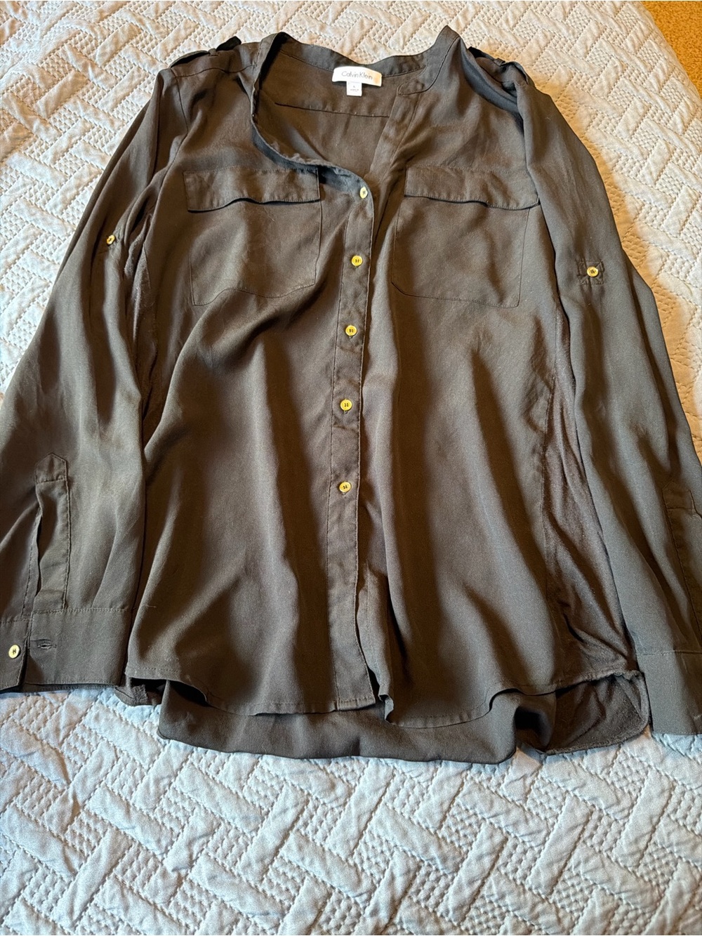 Calvin Klein black Button-Front Women's Blouse